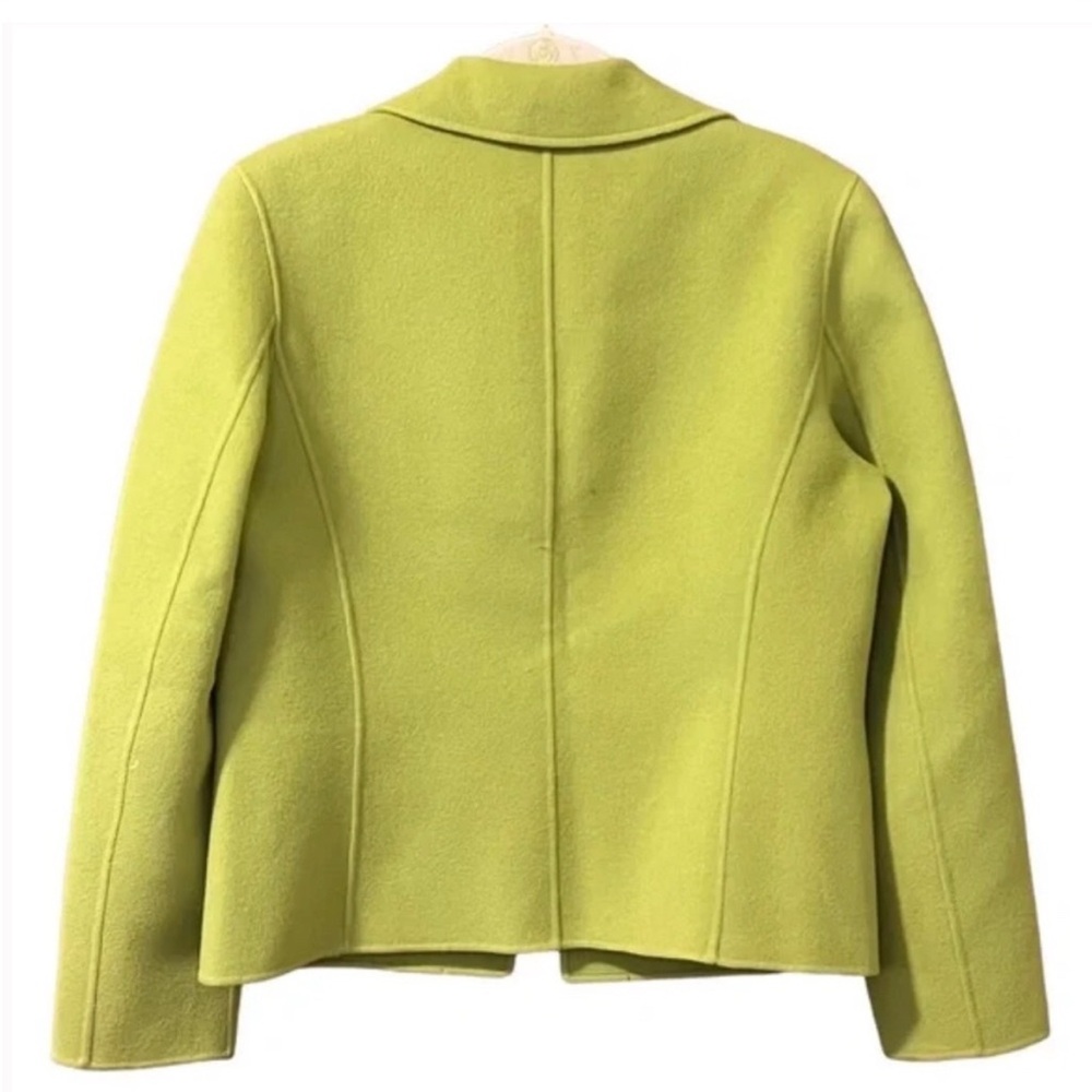 Talbots 100% Wool Open Front Blazer Jacket Sz 10 Avacado Green VTG Made In Korea - Picture 2 of 9